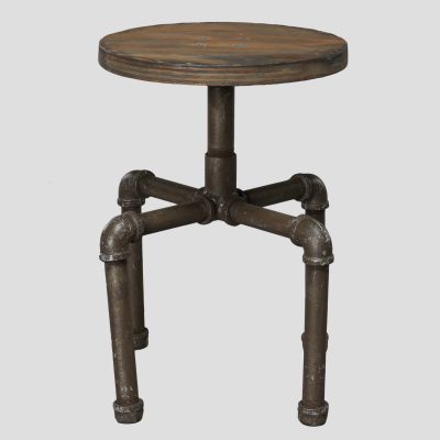 Image of Pipe Stool with Wood Seat